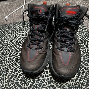 Hoka Men's Black and Red Athletic Shoes